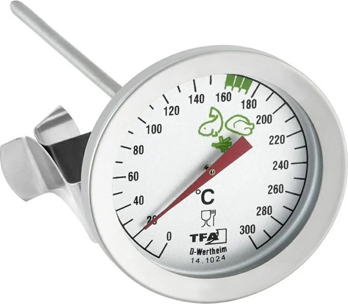 Frituur thermometer - met klem - rond van TFA Dostmann in Rvs – productfoto