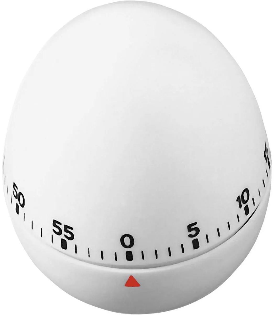 Keuken Timer - ei vorm - mechanische wekker - wit - kunststof - 60 minuten - kookwekker van TFA Dostmann in Wit, Zwart – productfoto