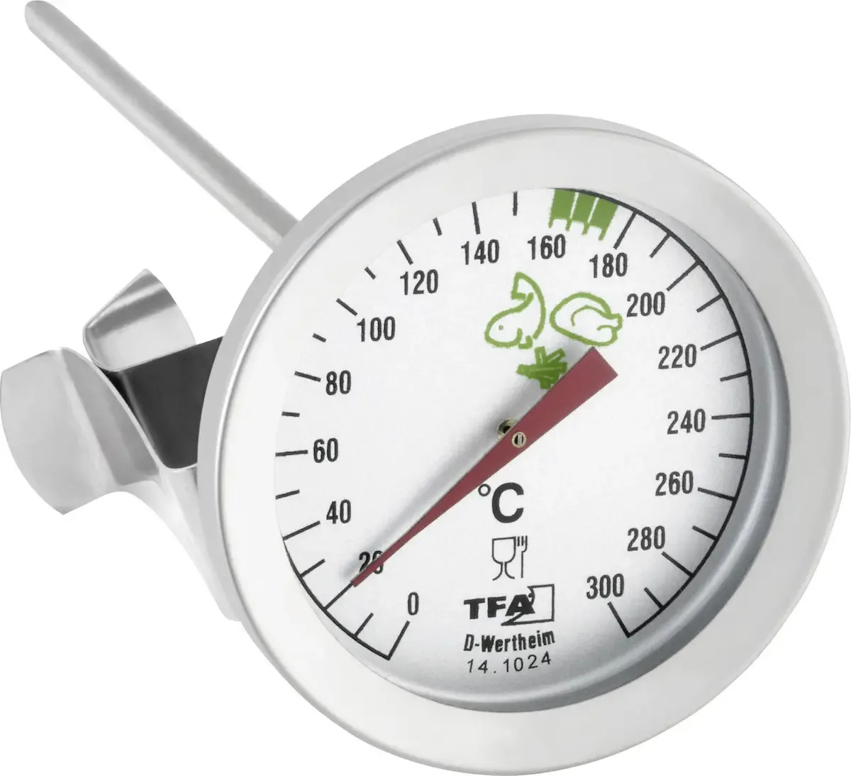 Keukenthermometer / Vet thermometer Oven- en kerntemperatuur TFA Dostmann 14.1024 Vet, Grillen, Bakken van TFA Dostmann in Rvs – productfoto
