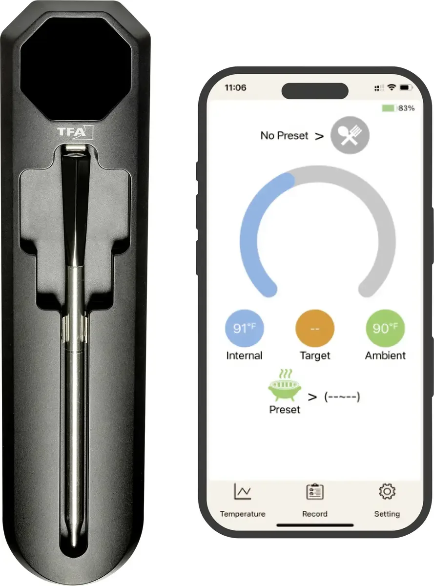 SMART BBQ KÜCHEN-CHEF 2 Gas, Grillwagen, Kogel, Combi, Mobiele gas-grill, Smoker, Zwenkbaar Barbecuethermometer van TFA Dostmann in Zwart – productfoto