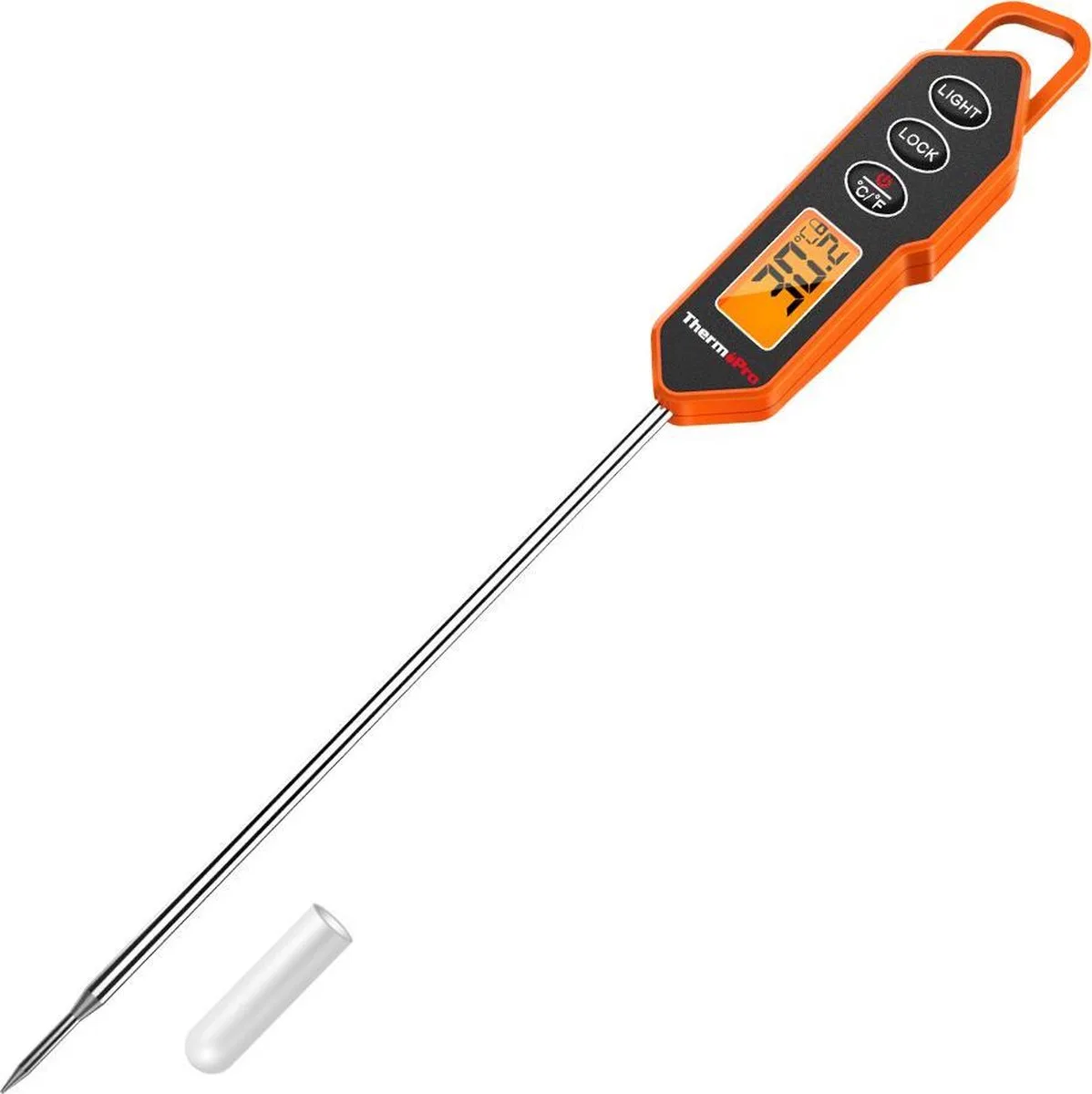 TP01H digitale Vleesthermometer Grillthermometer Keukenthermometer Huishoudthermometer direct Leesbaar met Lange Sonde voor Gebraden, Grill, BBQ-roker enz. van ThermoPro in Zwart oranje – productfoto