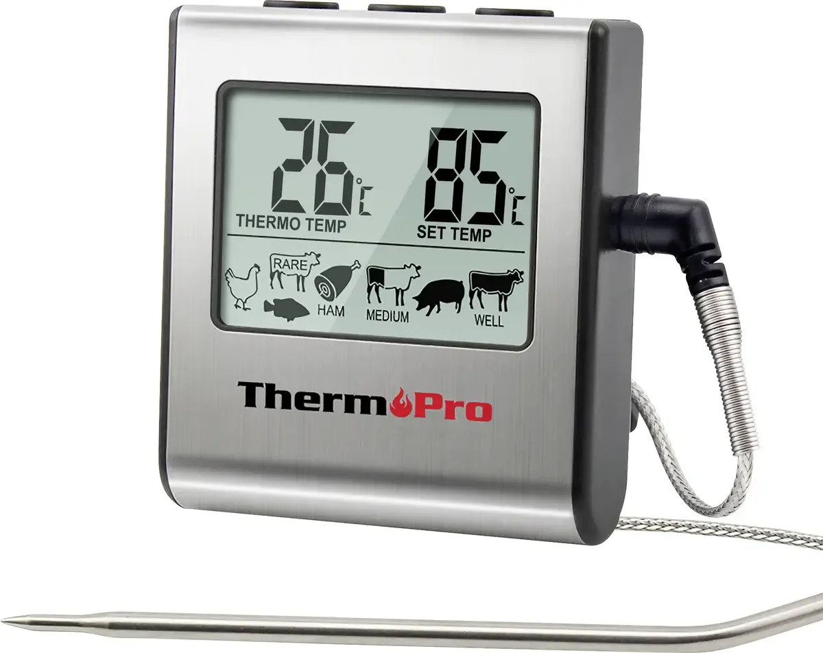 TP16 Braadthermometer Bewaking van kerntemperatuur °C /°F-weergave, Bakken, Grillen van ThermoPro in Zilver – productfoto