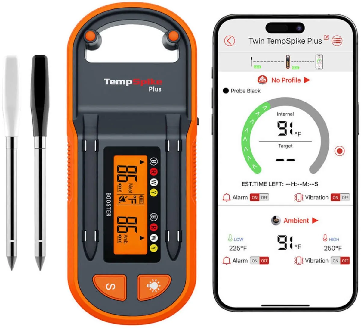 TP972 Twin TempSpike Plus 183 meter Bluetooth draadloze vleesthermometer twee sondes - Kerntemperatuurmeter - twee sensoren - Draadloze temperatuurmeter - bbq thermometer - barbecue thermometer - Digitale kookthermometer - vlees thermometer van ThermoPro in Dual Probe – productfoto