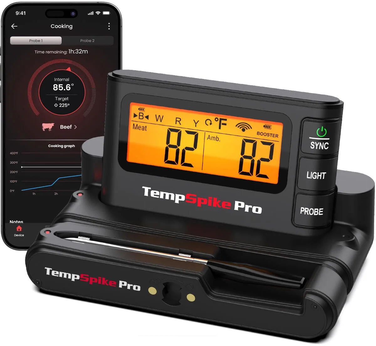 TP980 TempSpike Pro Wi-Fi vleesthermometer - 4 probes fra ThermoPro i 4 Probes – produktbillede
