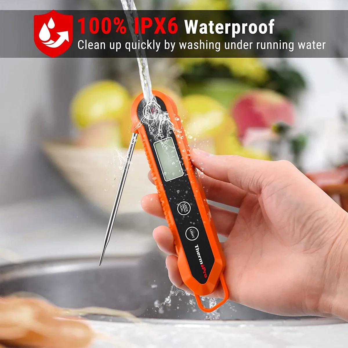 vleesthermometer - Digitale vleesthermometer, keukenthermometer, grillthermometer, braadthermometer voor keuken, bakken, braden, grillen van ThermoPro in Oranje – productfoto