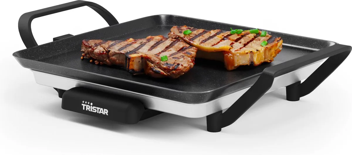 Bakplaat - BP-2666 - Gourmet, Grillplaat S 28x28cm - 2 personen- 800 W - Instelbare thermostaat - Camping geschikt van Tristar in Zwart – productfoto