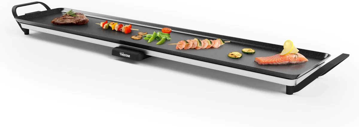 Bakplaat - BP-2670 - 1800W - Gourmet, Grillplaat XXL 100x23cm - 10-12 personen van Tristar in Zwart – productfoto