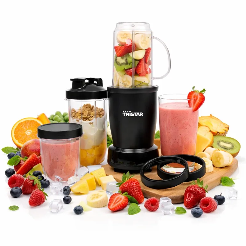 BL-4486 Smoothie Maker - Blender - 350W Vermogen - 0.5 Liter - Incl. 3 Drinkbekers - Vaatwasserbestendig by Tristar in Black – product photo 1 of 2