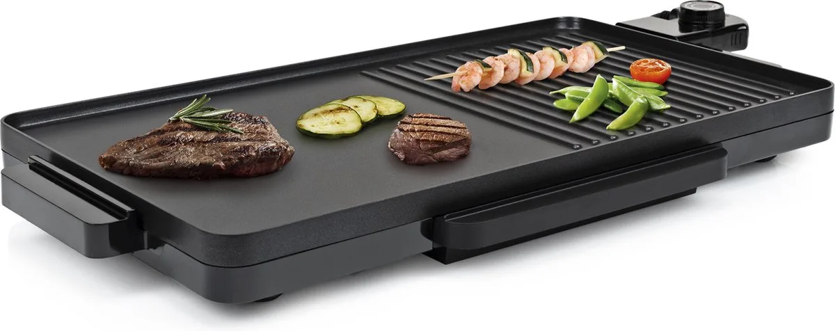 BP-2750 Bakplaat Modern design - Groot bakoppervlak 49 x 27 cm - Geschikt voor op de camping - BBQ van Tristar in Zwart – productfoto