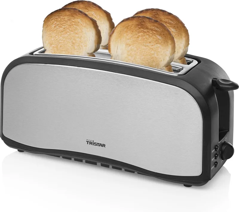 Broodrooster BR-1046 - 1400W - 7 Bruiningsniveau's - 2 Broodsleuven voor 4 boterhammen by Tristar in Rvs – product photo 1 of 2