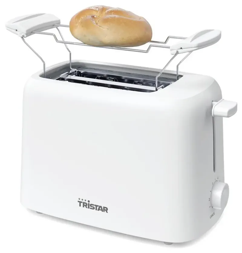 Broodrooster BR-1061 - 650W - 6 Bruiningsniveau's - 2 Broodsleuven voor 2 boterhammen - Bunwarmer de Tristar en Blanc – photo produit 2 sur 2