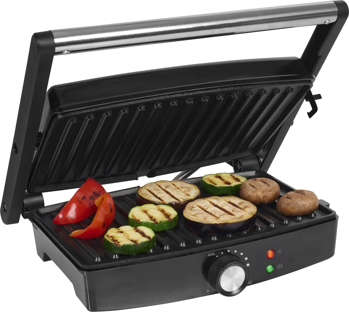 Contactgrill - GR-2830 - 27.5x18cm bakoppervlak - 1500W - Instelbare thermostaat - 180 ° te openen by Tristar in Black – product photo