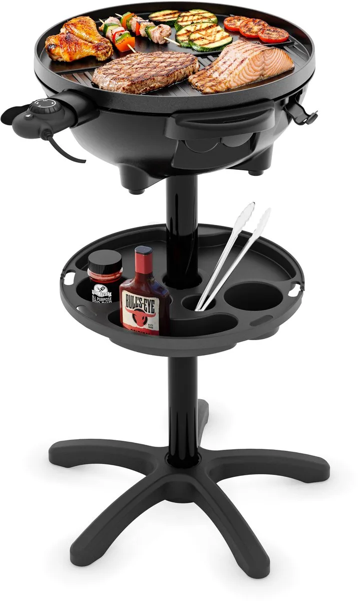 Elektrische BBQ met Stand - 2200W - Ø41 cm - Deksel met Thermometer - Keramische Coating - 250°C - BQ-2885 de Tristar en Noir – photo produit