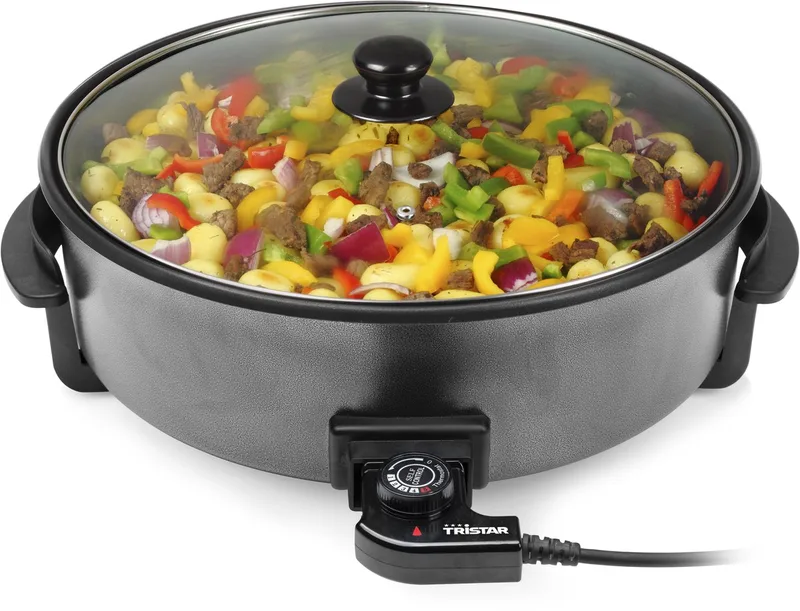 Elektrische Hapjespan XXL - 1500W - PZ-9146 - Met Thermostaat - Maximale temperatuur 250⁰ C - PFAS-Vrij by Tristar in Black, Grey – product photo