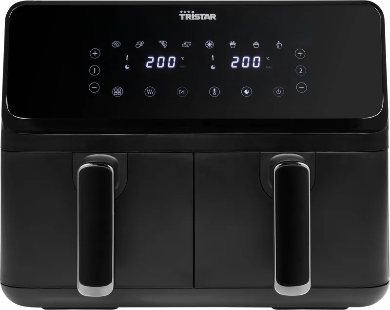 FR-9026 - Dubbele Airfryer XXL - 2x4L - 2 onafhankelijke kookzones - 8 Bakprogramma's - PFAS-vrij fra Tristar i Zwart – Dubbele Airfryer – produktbillede
