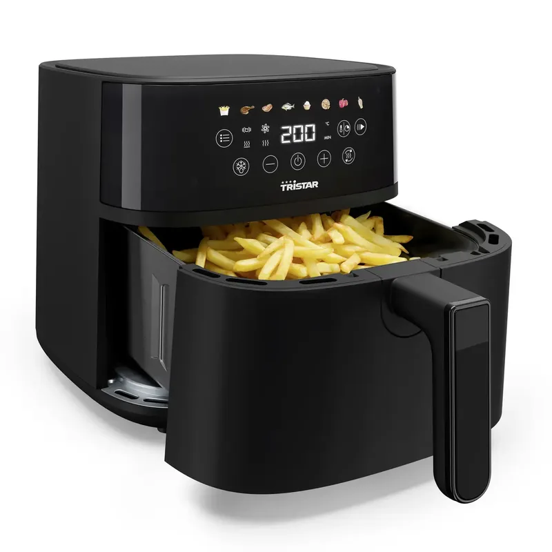 FR-9060 Digitale Airfryer 6L – 1700W – LED Touchscreen – 8 Programma’s – PFAS‑vrij – Voorverwarmen & Schudherinnering von Tristar in Schwarz – Produktfoto 2 von 3