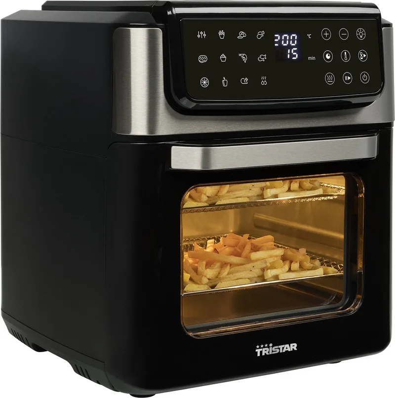 FR-9068 Airfryer Oven XXL – 12 Liter – Heteluchtfriteuse & Airfryer Oven – 13 Automatische Bakprogramma’s – Multifunctionele Mini Oven – Grillen, Bakken, Braden & Frituren Zonder Olie - 50–200 °C - Timer tot 60 minuten de Tristar en Noir – photo produit