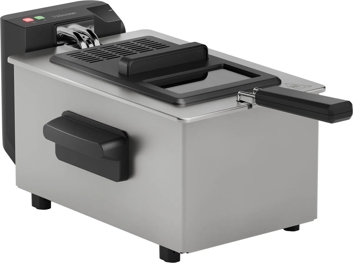 Frituurpan 3 liter - FR-9327 - Friteuse 2000W - Kijkvenster - RVS van Tristar in RVS- 3 Liter Pro – productfoto