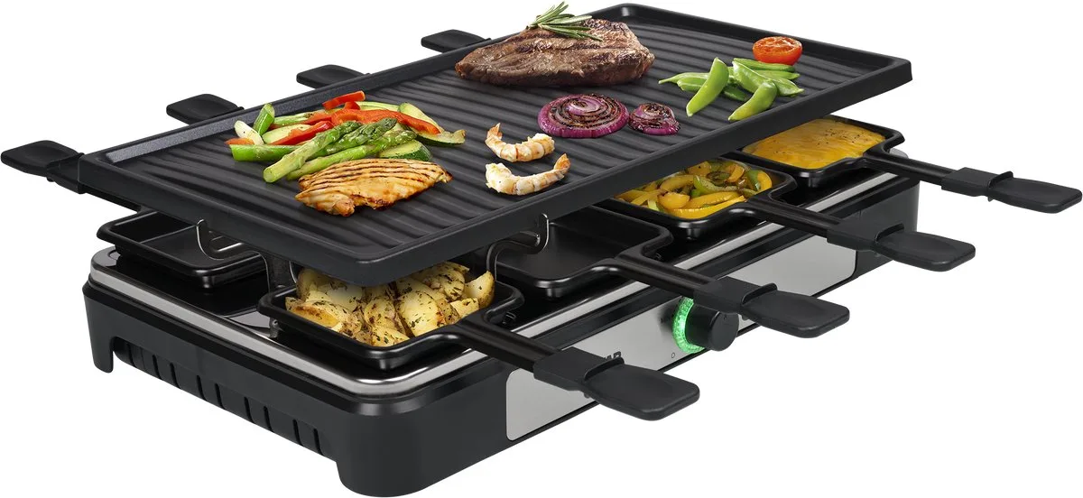 Gourmetset - RA-2746 - 1400W - Bakplaat 8 personen - Incl 8 pannetjes - PFAS-Vrij van Tristar in Zwart – productfoto
