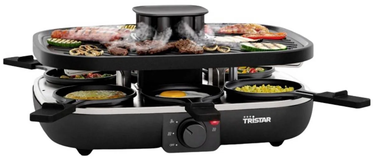 Gourmetset - RA-2760 Clean Air - Ingebouwde afzuiging - 1100W - Bakplaat 6 personen van Tristar in Zwart – productfoto