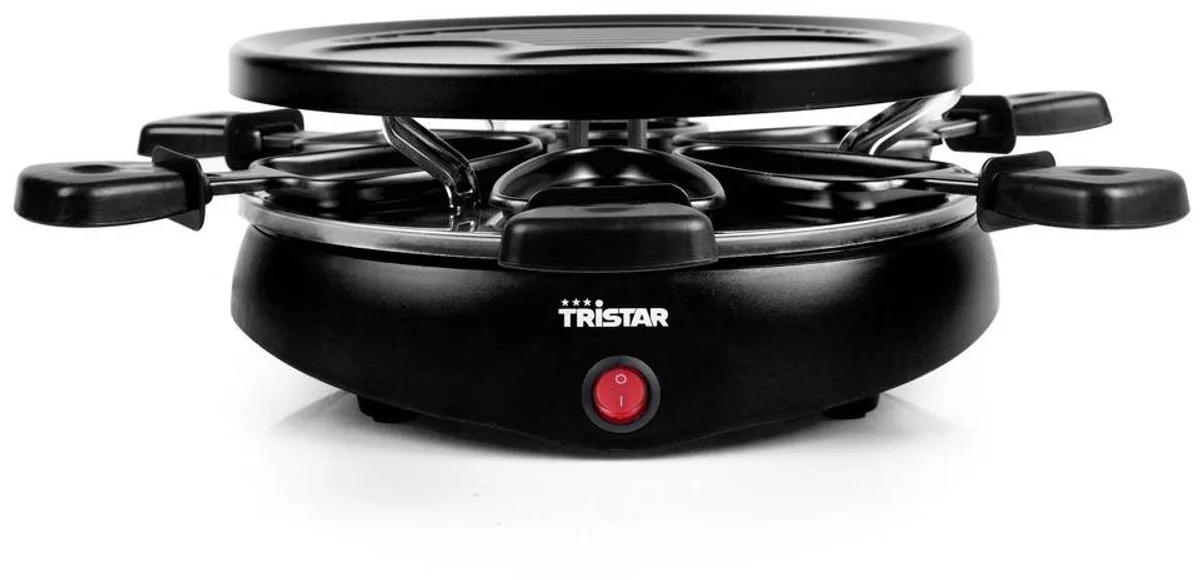 Gourmetset - RA-2998 - 800W - Bakplaat 6 personen - Ø29cm - Incl 6 pannetjes - PFAS-Vrij van Tristar in Zwart – productfoto