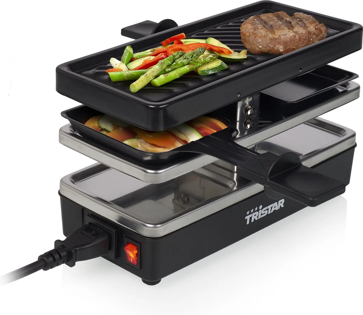 Gourmetstel RA-2741 - Raclette - Uitbreidbaar en koppelbaar Gourmetset - Set 1 stuk 2 personen van Tristar in Zwart – productfoto