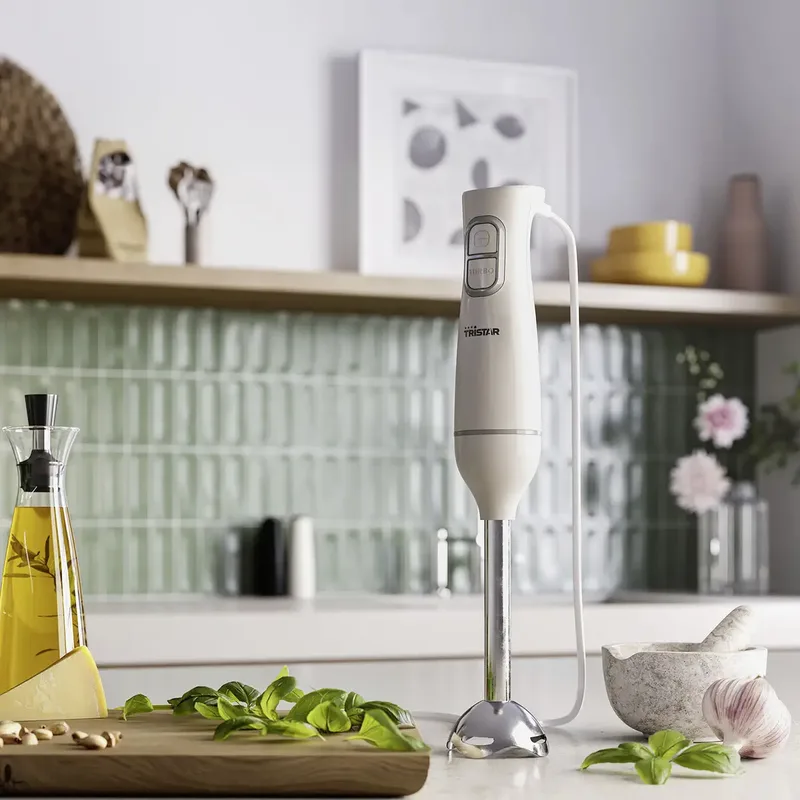 MX-4880 Staafmixer - 350W - 2 Snelheden - Ergonomisch Ontwerp - Roestvrijstalen Messen - Vaatwasserbestendige Staaf de Tristar en Blanc – photo produit 2 sur 3
