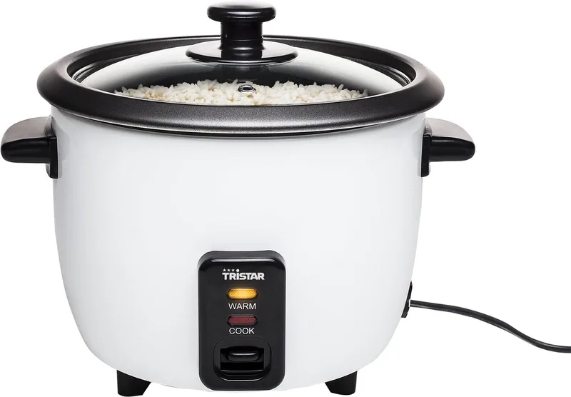 Rijstkoker 0.6L - RK-6117 - 3 personen - Droogkookbeveiliging, warmhoudfunctie by Tristar in White – product photo