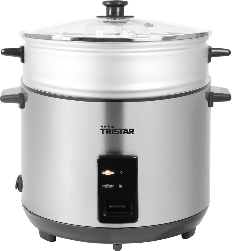 Rijstkoker 2.8L - RK-6158 - Tot 15 porties - Warmhoudfunctie - Droogkookbeveiliging- Inclusief stoommandje - 1000W by Tristar in Rvs – product photo