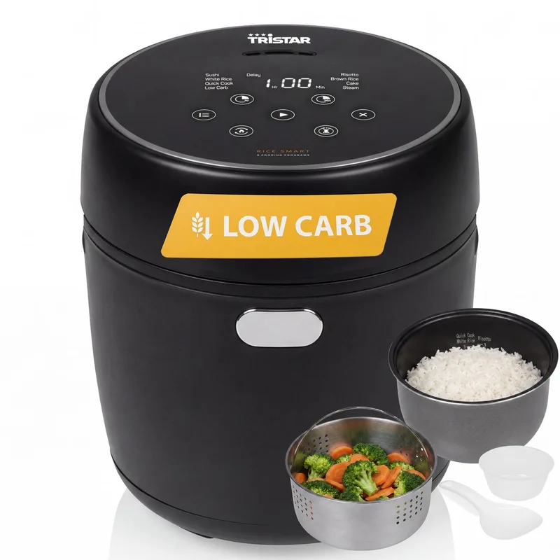 Rijstkoker - RK-6238 - Digitale rijstkoker - 0,6L - 8 programma's - Low Carb Functie von Tristar in Mat zwart – Produktfoto