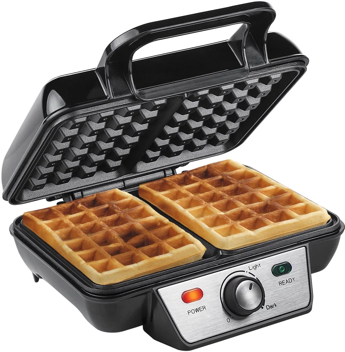 Wafelijzer - WF-2195 - 1000W - 2 wafels - Anti aanbaklaag - PFAS-vrij van Tristar in Zwart, Rvs – productfoto