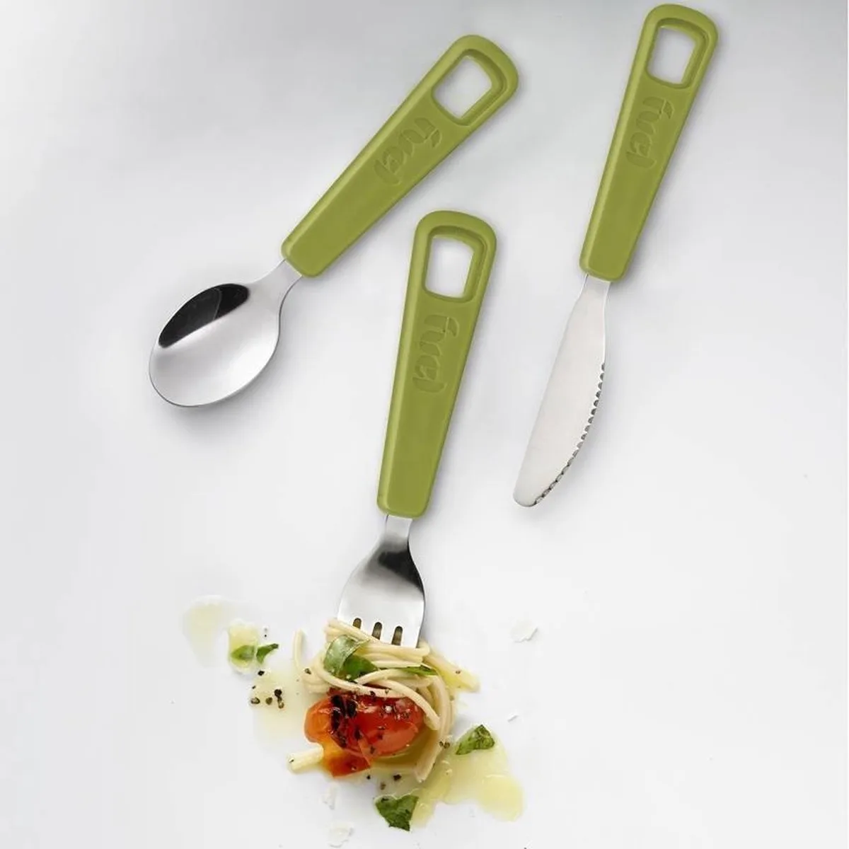 Fuel - Bestekset Snap - Magnetisch- Set van 3 Stuks van Trudeau in Groen, Zilver – productfoto