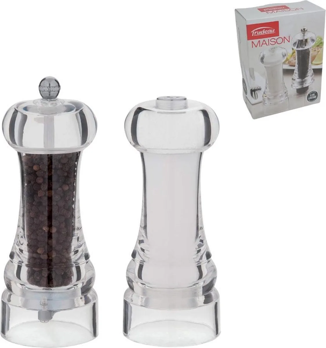 pepermolen en zoutstrooier 15 cm van Trudeau in Glas – productfoto