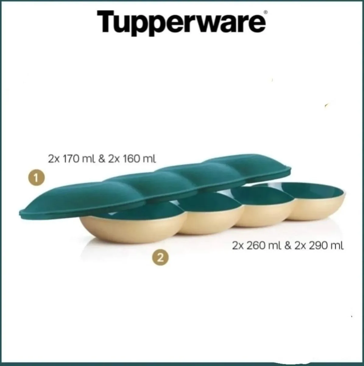Allegra tapasschaal set Groen /Goud från Tupperware i Groen-goud – produktbild