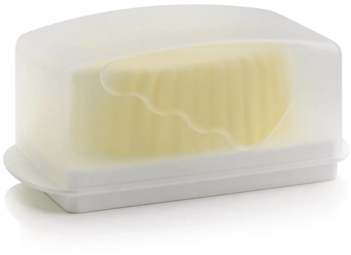 Botervloot – boterdoos, boterkuipje von Tupperware in Weiß – Produktfoto