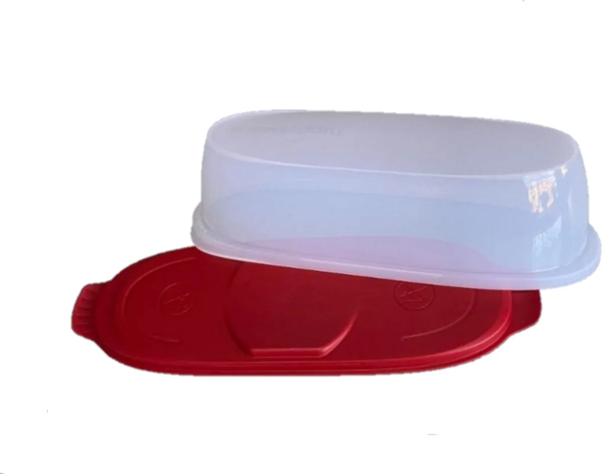 botervloot / worstbak van Tupperware in White-rood – productfoto