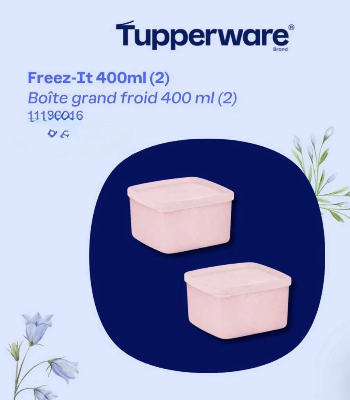 diepvriesdozen set van 2 (400 ml) van Tupperware in Roze – productfoto