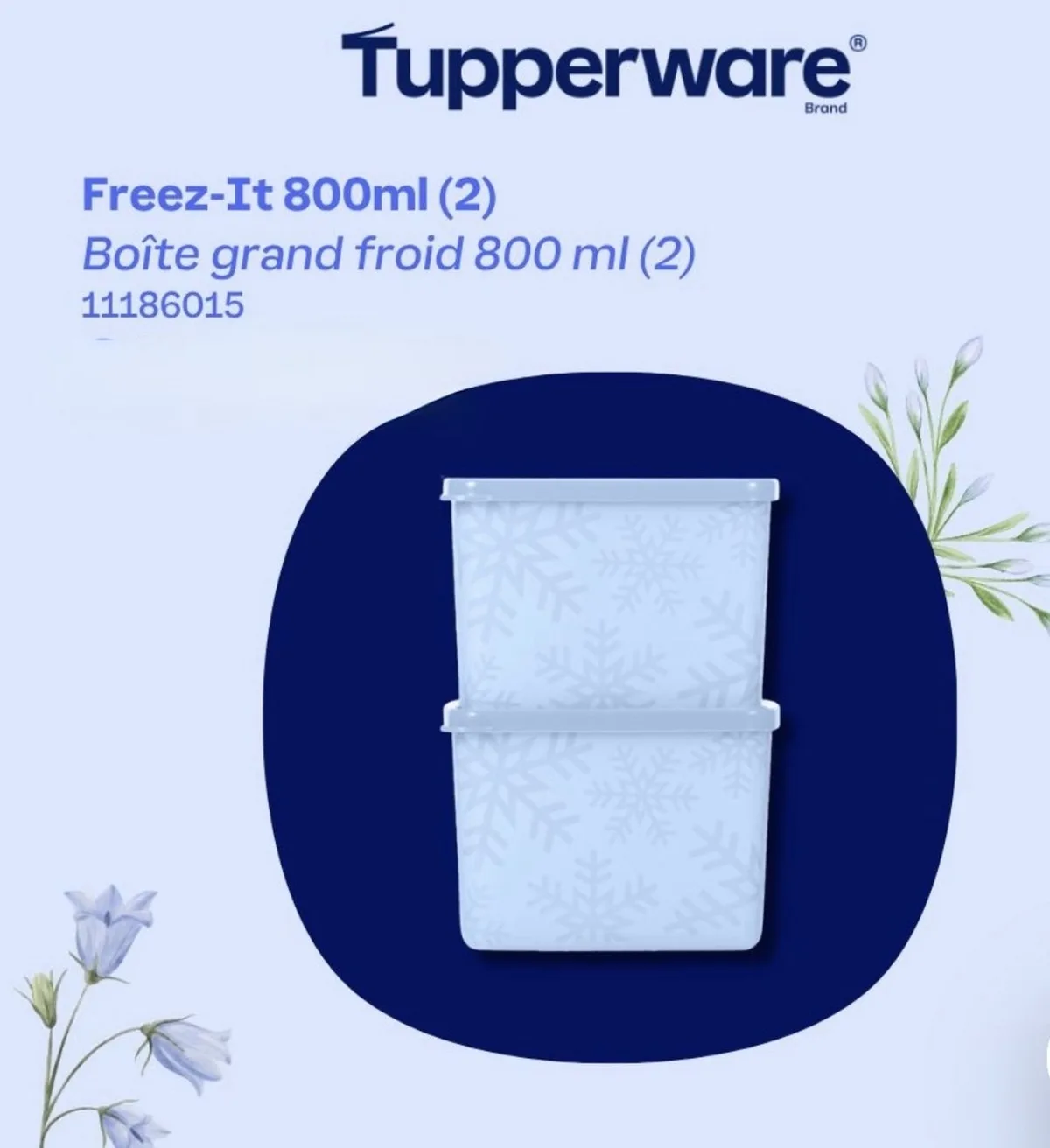 diepvriesdozen , set van 2 (800ml) Freeze It van Tupperware in Blauw-wit – productfoto