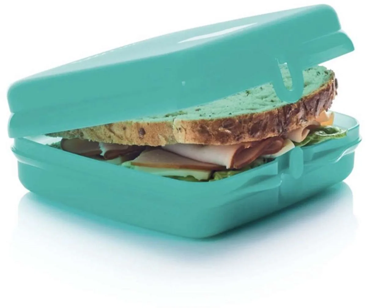 Eco Sandwichdoos Vierkant | Snackie Broodtrommel från Tupperware i Grön – produktbild