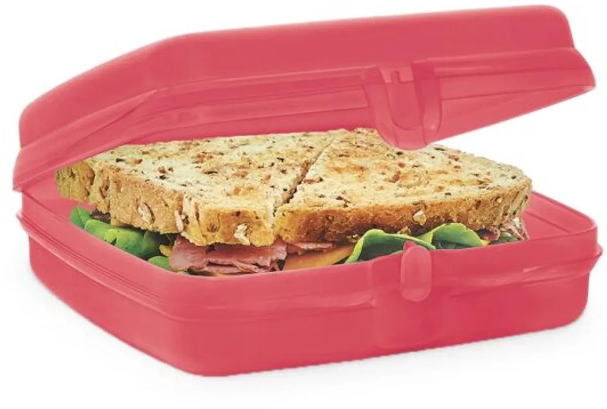 Eco Sandwichdoos Vierkant | Snackie Broodtrommel från Tupperware i Rosa – produktbild