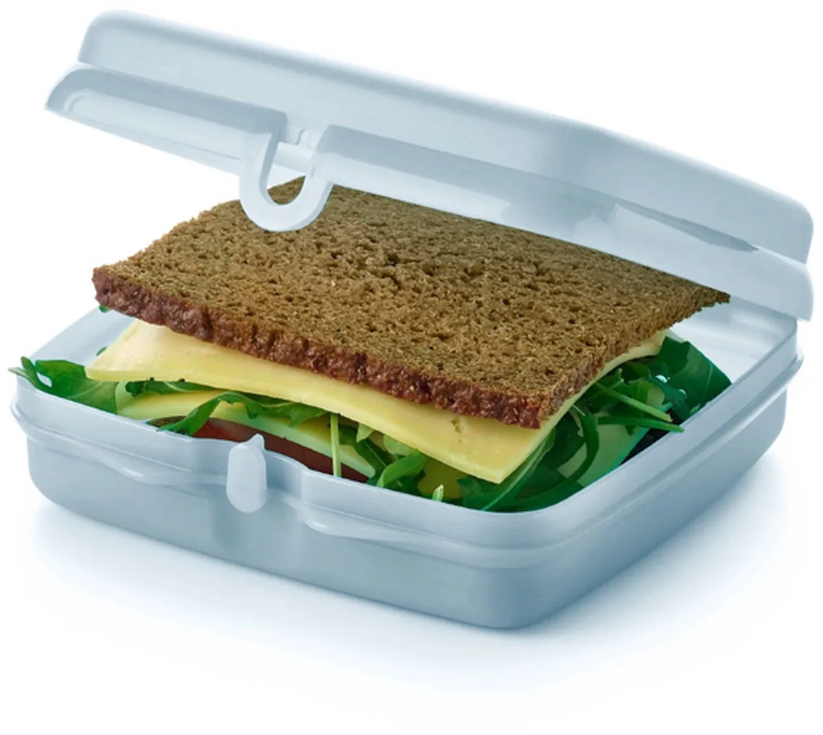Eco Sandwichdoos Vierkant Transparant | Snackie Broodtrommel van Tupperware in Lichtblauw – productfoto