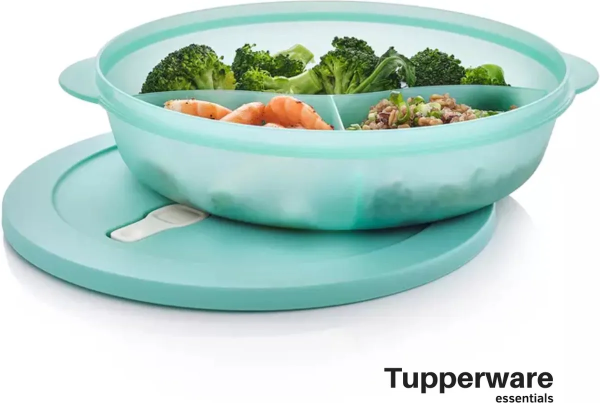 Essentials Store Serve & Go Lunchbox Met 3 Gescheiden Compartimenten en Deksel 28 cm - 1.4 L van Tupperware in Blauw – productfoto