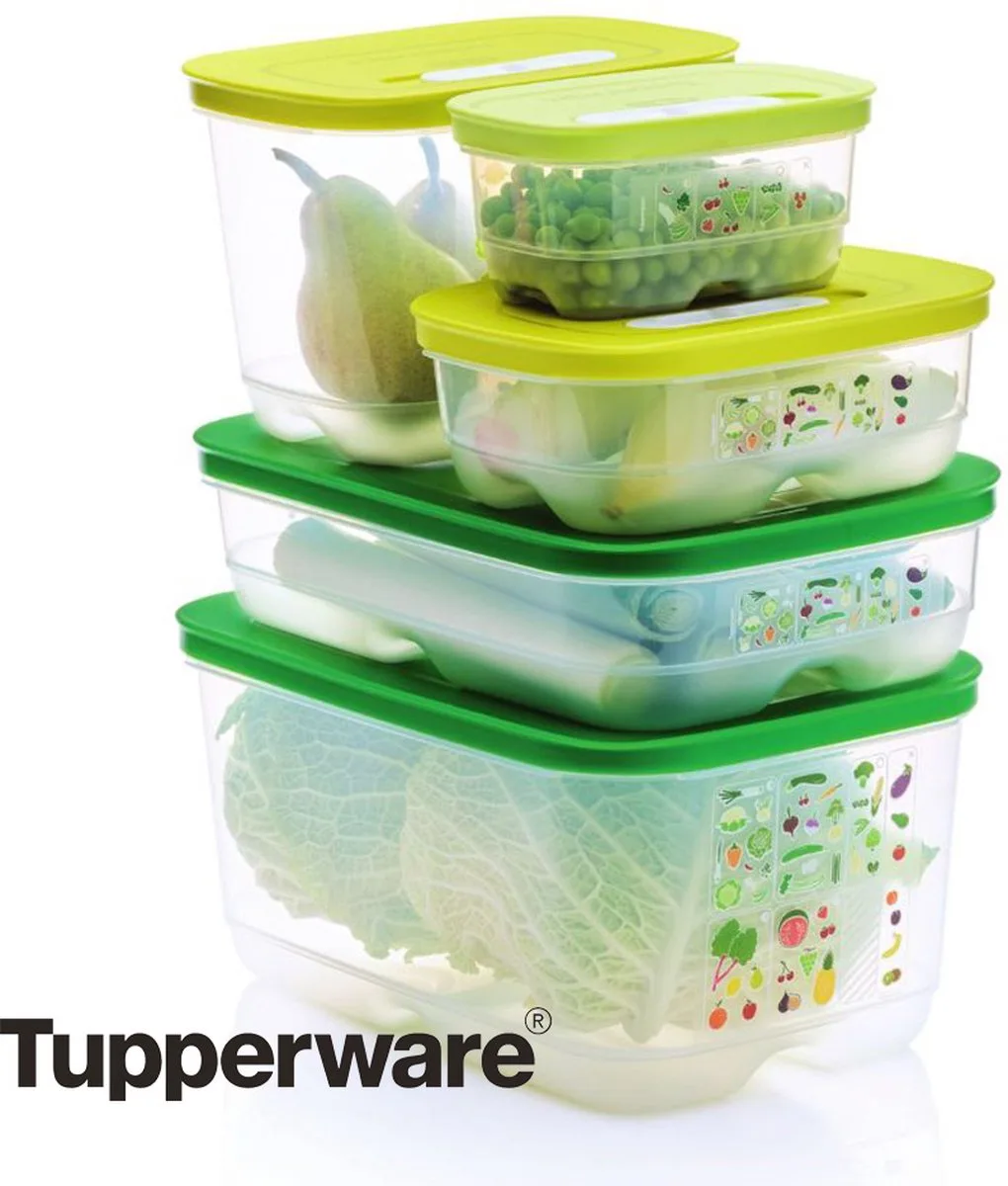 FridgeSmart - 5-delige set - Vershoudbakjes - Groen van Tupperware in Groen 5-delig – productfoto