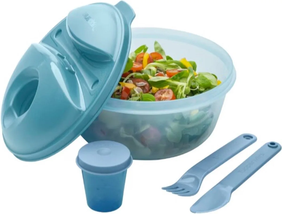 Go-Anywhere Salad Bowl van Tupperware in Licht Blauw – productfoto