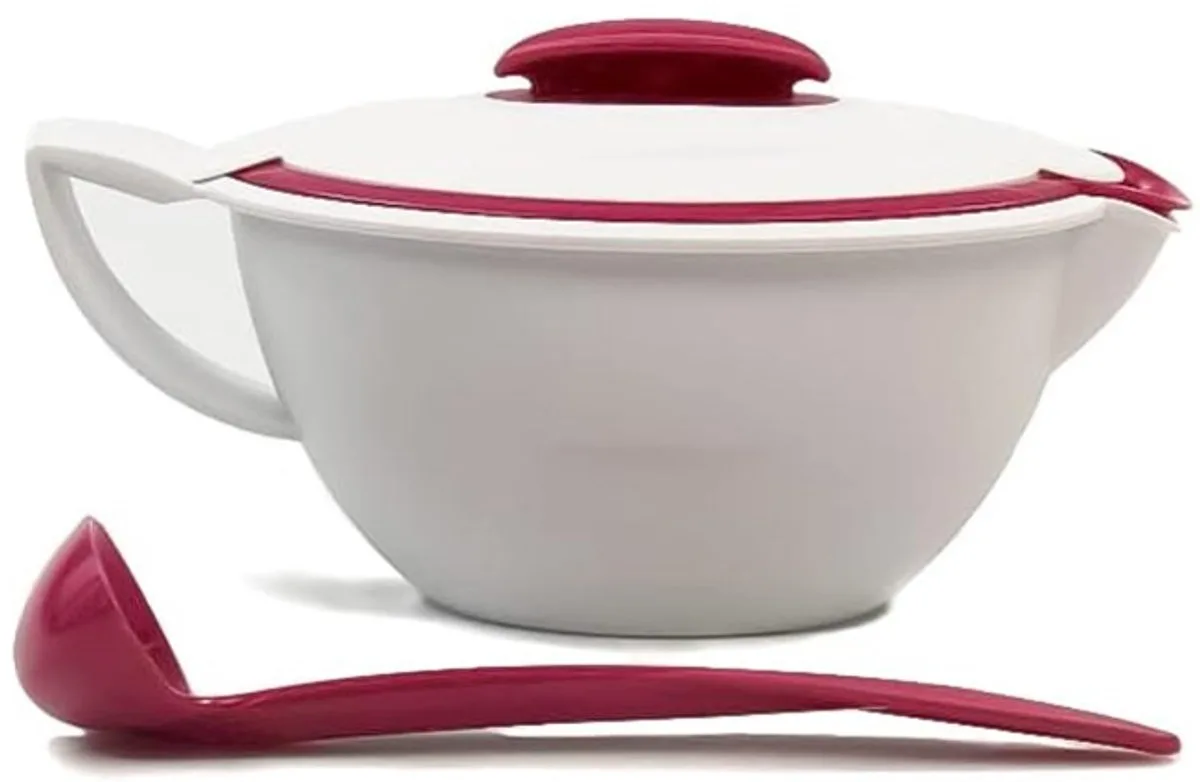 Iso Duo Sauskom met lepel 400 ml van Tupperware in Wit, Rood, Roze – productfoto