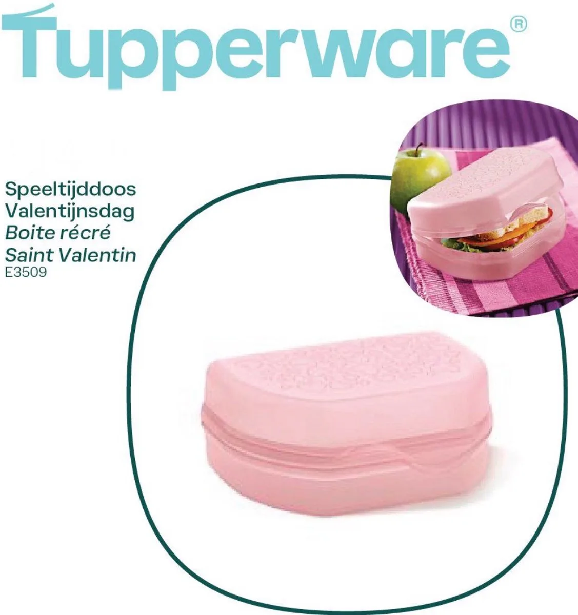 lunchbox valentijn van Tupperware in Roze – productfoto