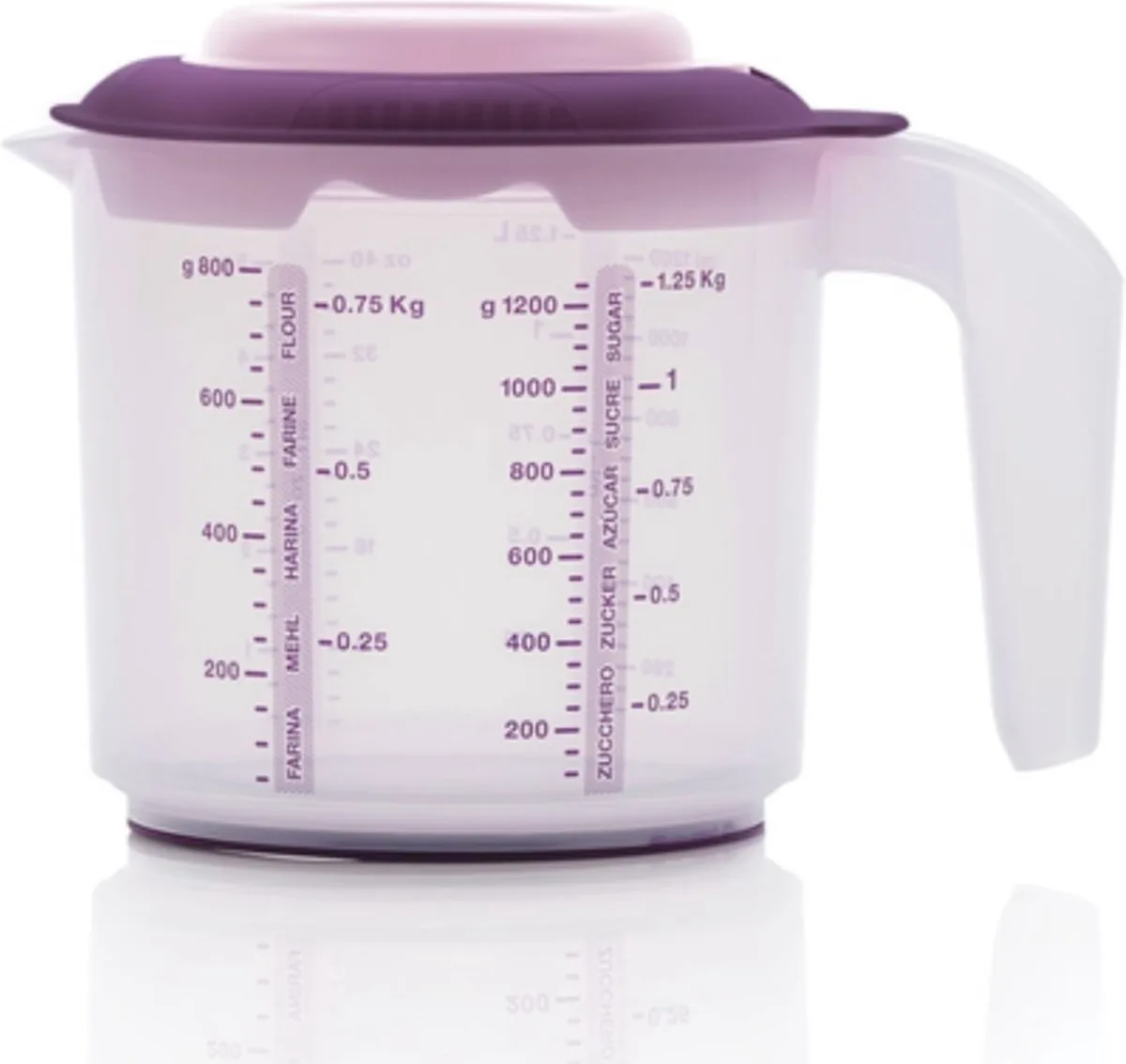 Maatkan 1,25L van Tupperware in Roze, Paars, Wit – productfoto