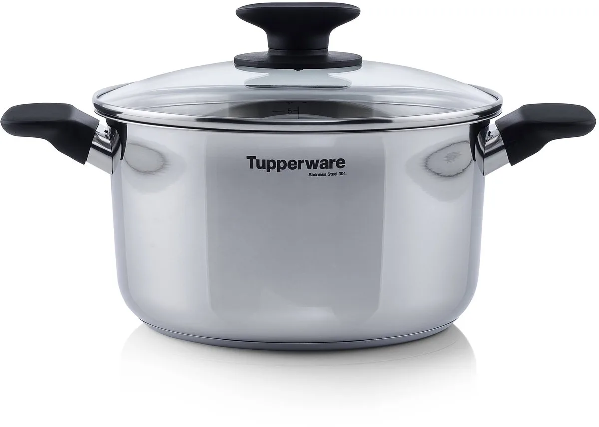 Mastro Cookware 5 l Kookpan - Premium Pan 24 cm RVS Chef Series van Tupperware in Zilver, Zwart – productfoto