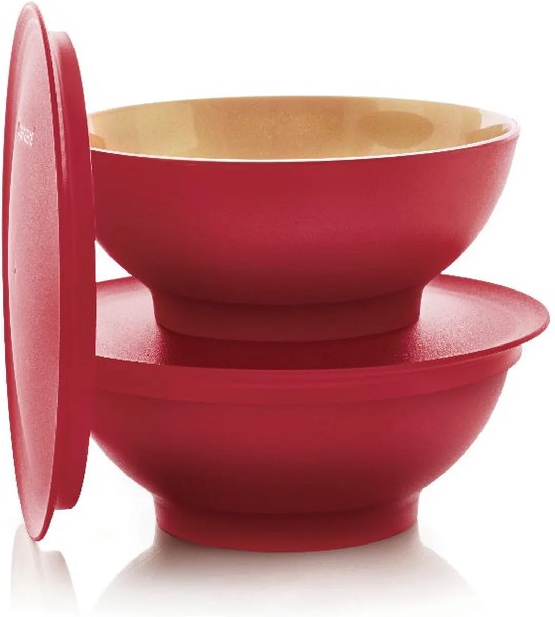 Set Tupperware Allegra Schaaltjes, 2x 275 ml, Wit-Rood van Tupperware in Wit met Rood – productfoto