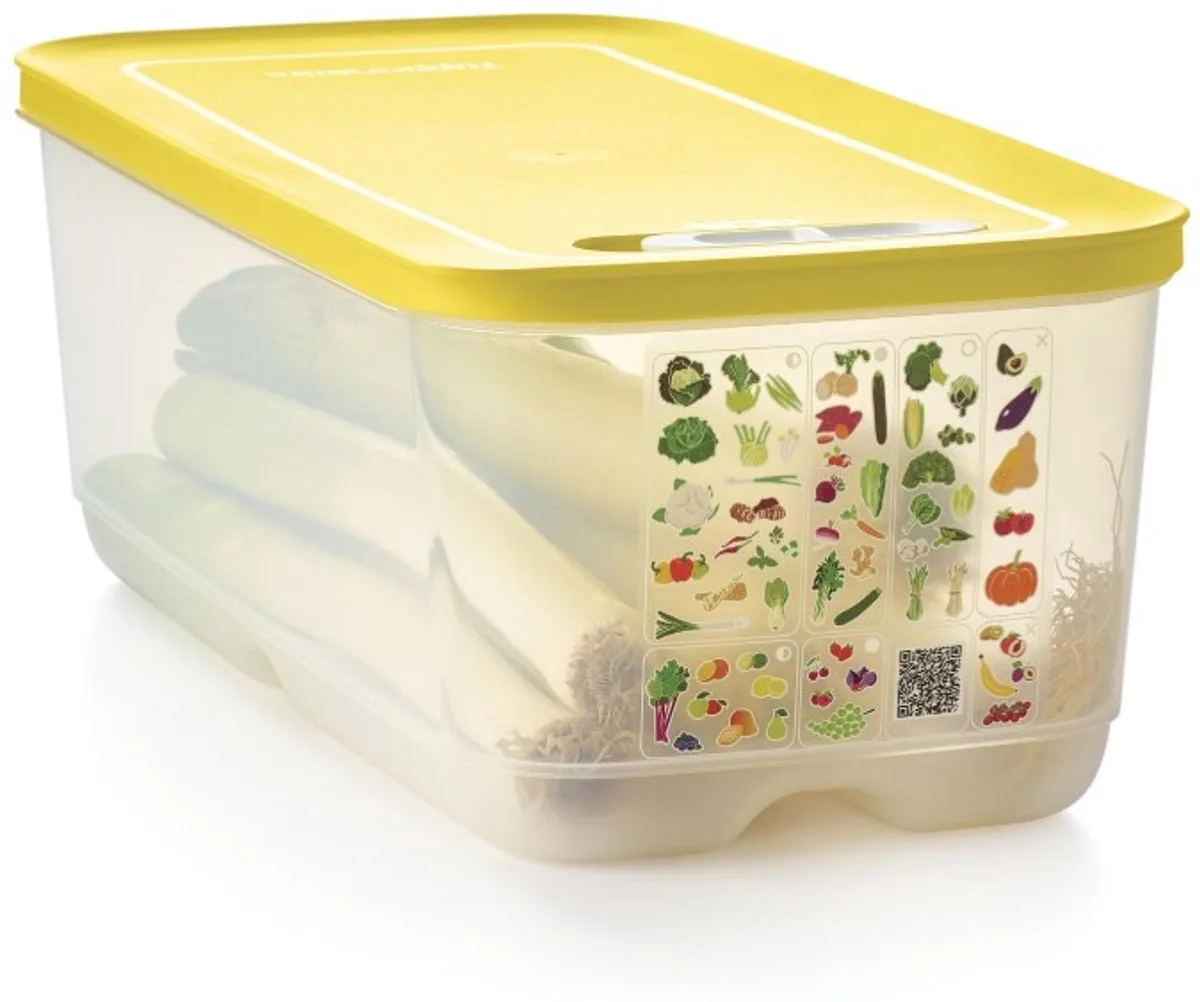 VentSmart Vershouddoos 6.1L van Tupperware in Doorzichtig en geel deksel – productfoto